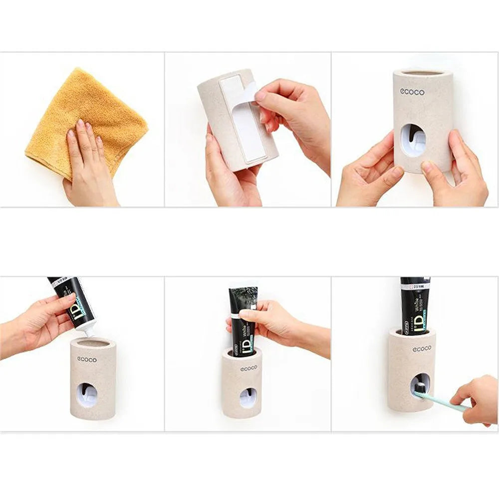 Zanekio™ Distributeur Automatique de Dentifrice avec Porte-Brosses à Dents Mural
