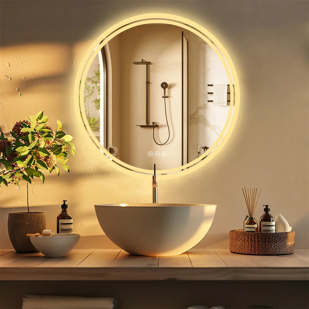 Zanekio™ Miroir LED Rond 80 cm Antibuée avec Éclairage Tactile