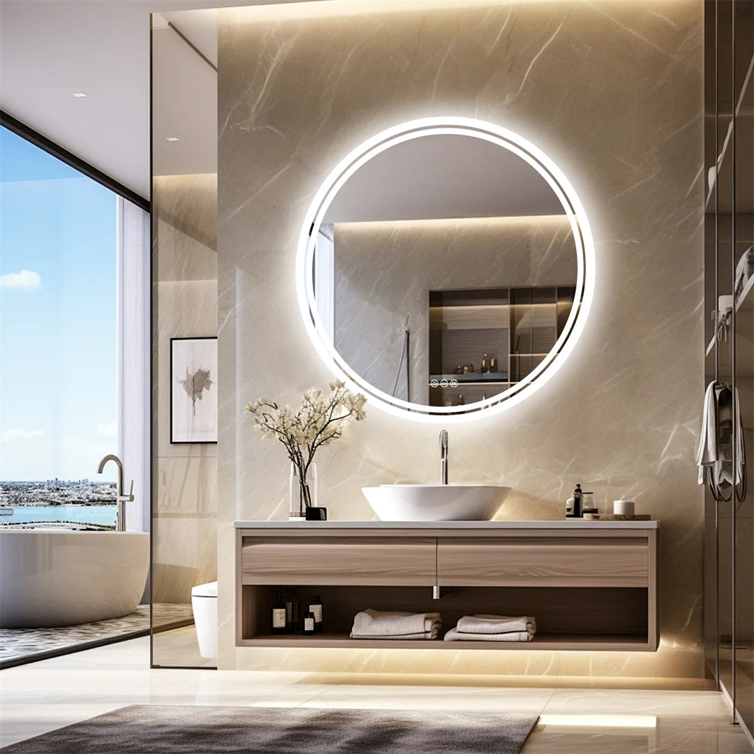 Zanekio™ Miroir LED Rond 80 cm Antibuée avec Éclairage Tactile
