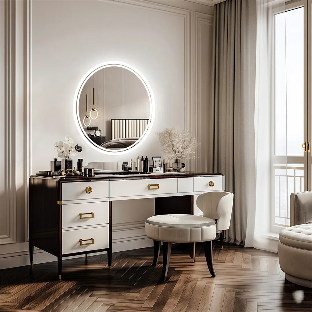 Zanekio™ Miroir LED Rond 80 cm Antibuée avec Éclairage Tactile