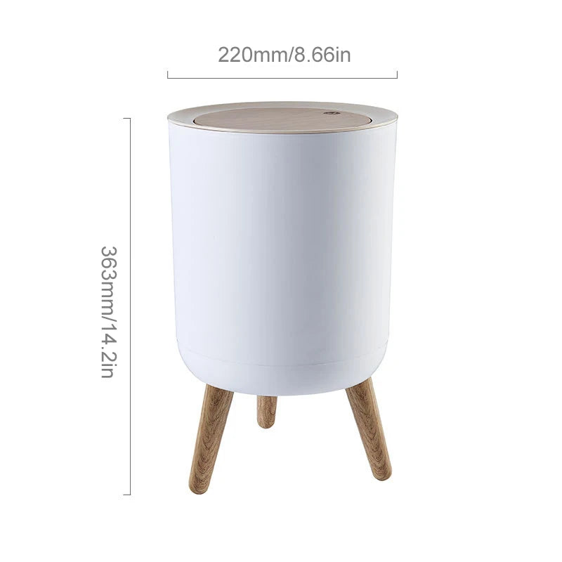 Zanekio™ Poubelle Design Effet Bois avec Couvercle à Pression