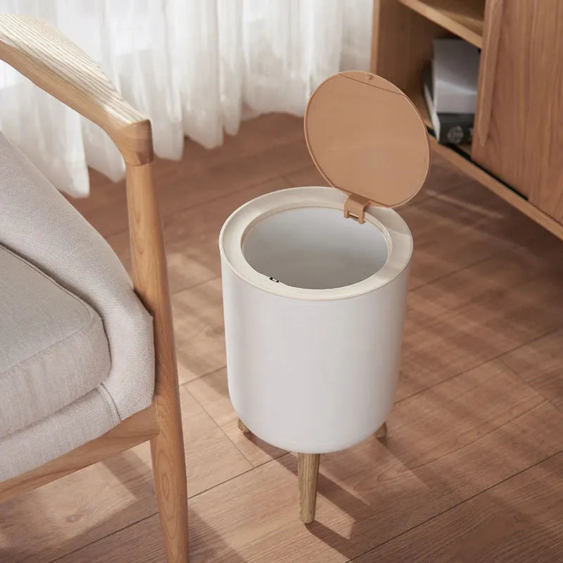 Zanekio™ Poubelle Design Effet Bois avec Couvercle à Pression