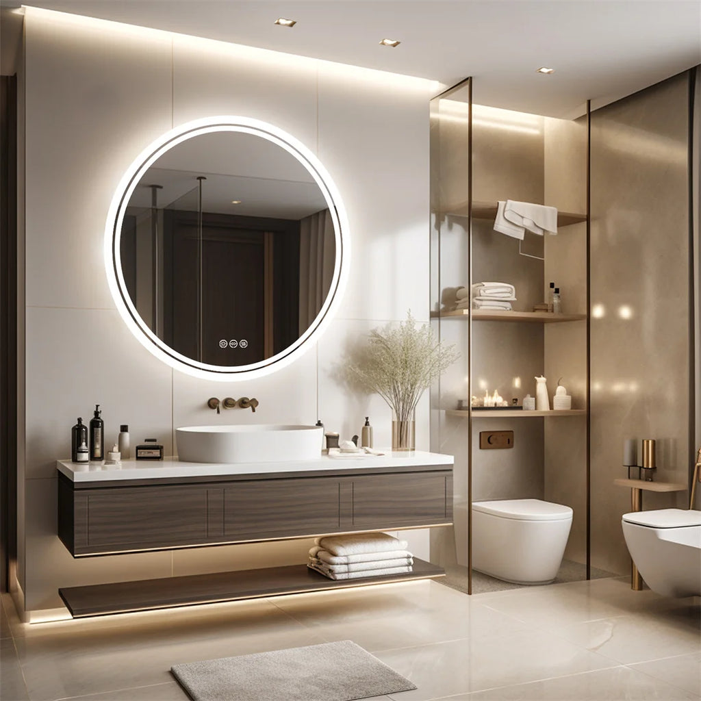 Zanekio™ Miroir LED Rond 80 cm Antibuée avec Éclairage Tactile