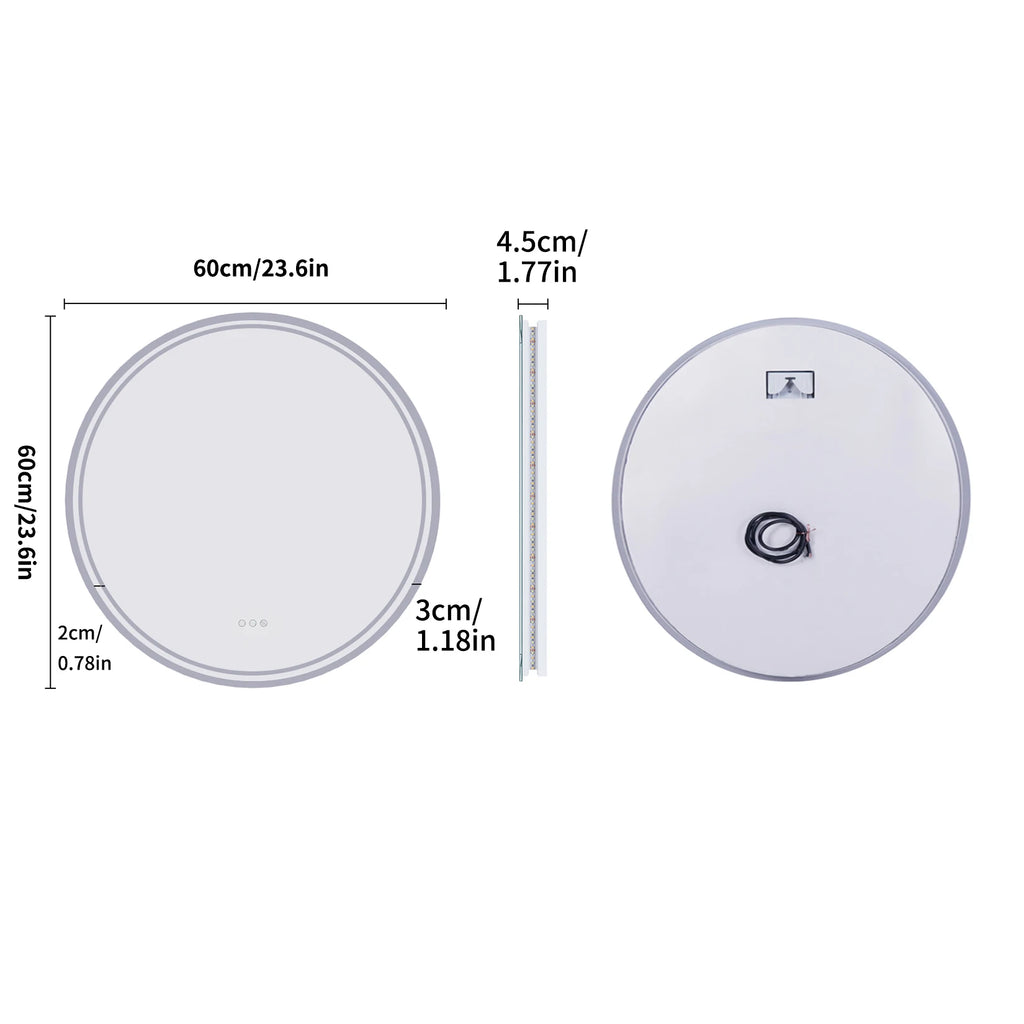 Zanekio™ Miroir LED Rond 80 cm Antibuée avec Éclairage Tactile